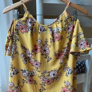 Floral Shirt With Off the Shoulder Arms